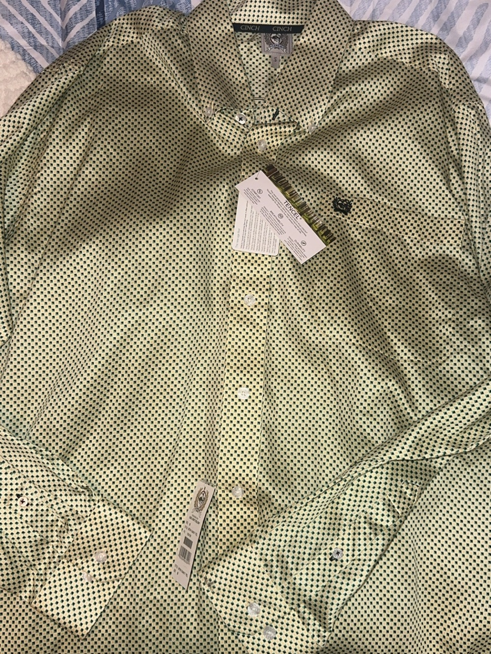 Cinch Men’s Light Green Micro-Pattern Button-Up Shirt